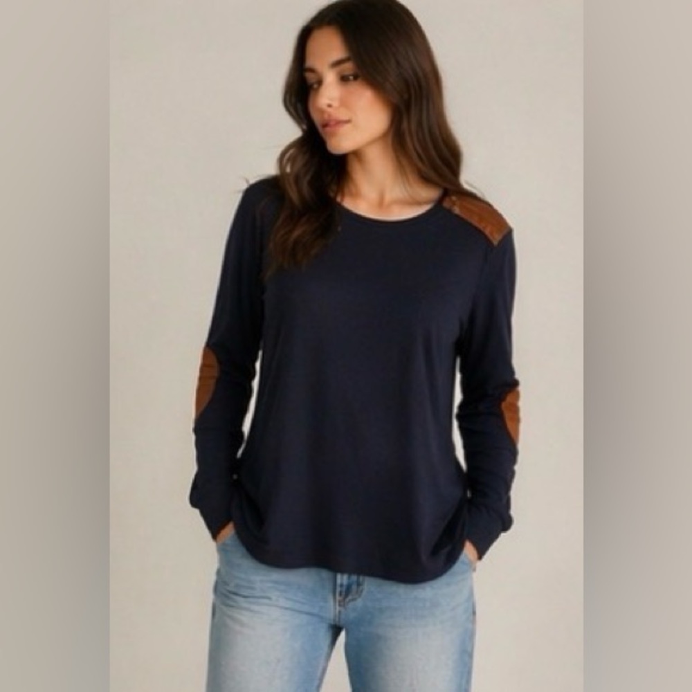 Ralph Lauren Navy Top with Brown Patch